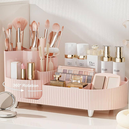Large Capacity Rotating Makeup Organizer For Vanity Countertop