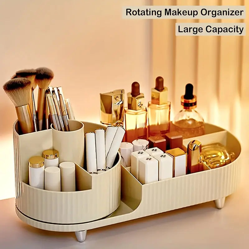 Large Capacity Rotating Makeup Organizer For Vanity Countertop